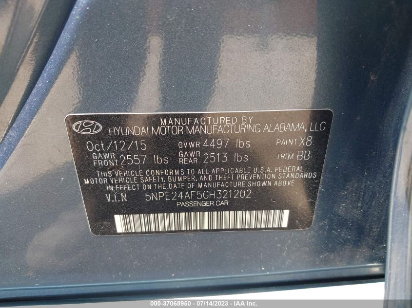 2016 HYUNDAI SONATA 2.4L SE - 5NPE24AF5GH321202