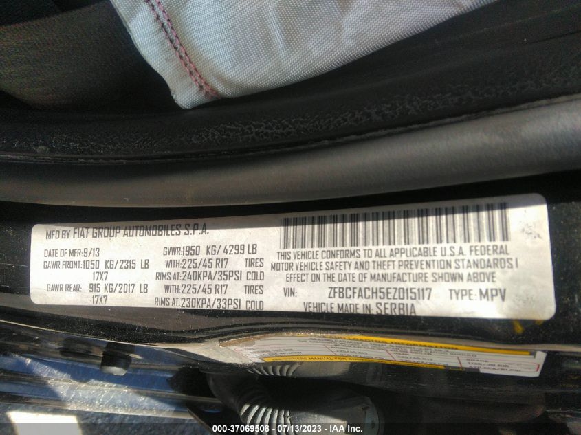 2014 FIAT 500L LOUNGE - ZFBCFACH5EZ015117
