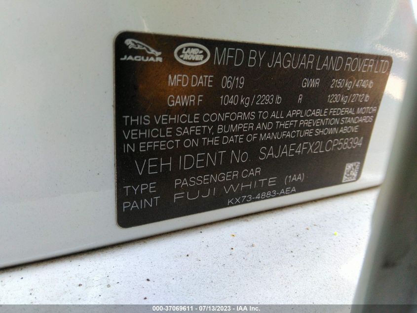 2020 JAGUAR XE S - SAJAE4FX2LCP58394