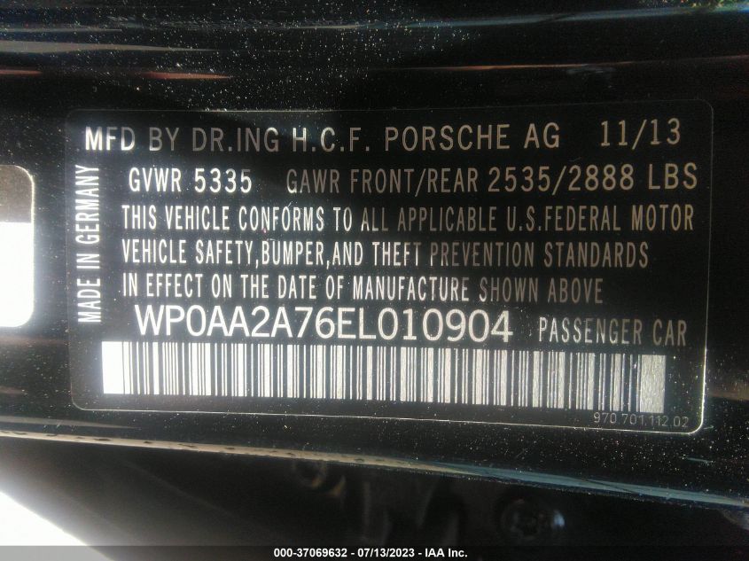 2014 PORSCHE PANAMERA - WP0AA2A76EL010904