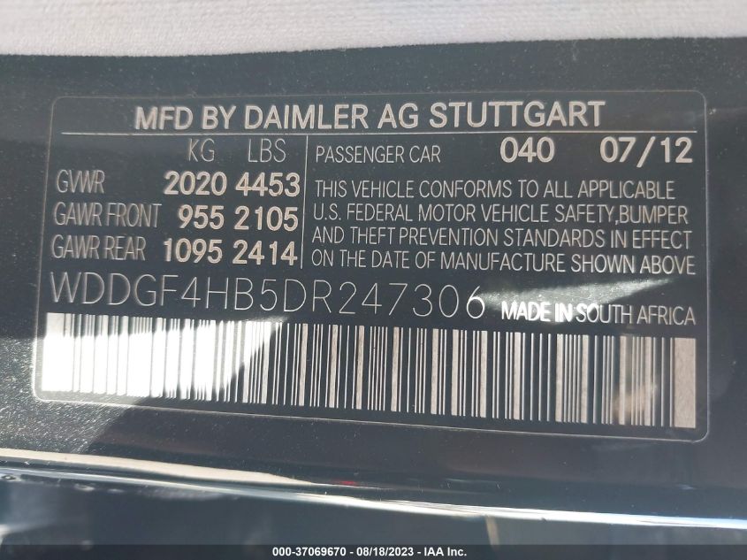 2013 MERCEDES-BENZ C-CLASS C 250 - WDDGF4HB5DR247306