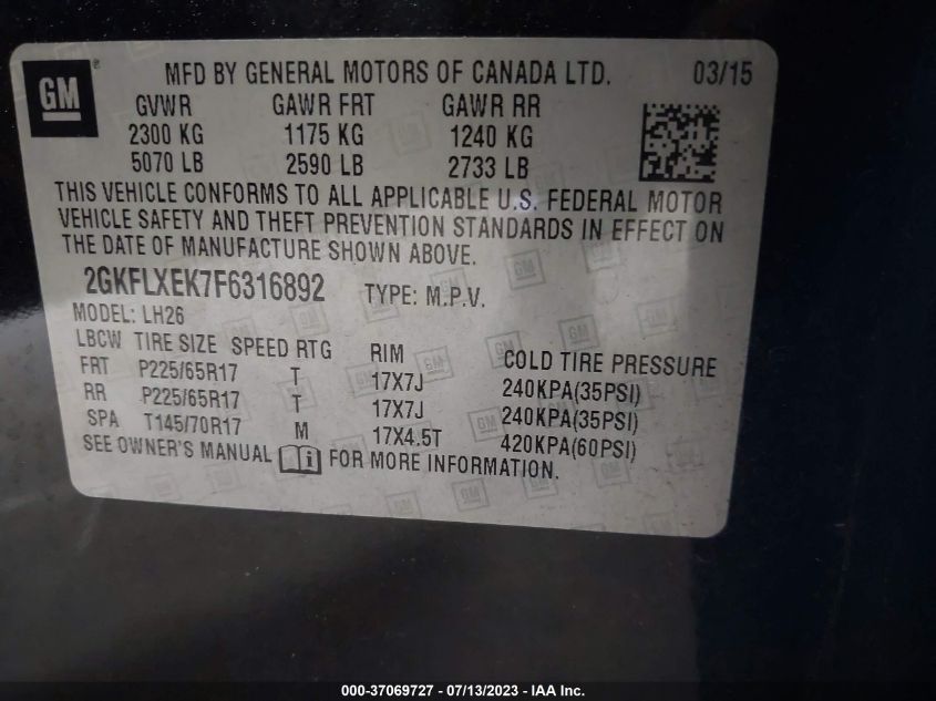 2015 GMC TERRAIN SLT - 2GKFLXEK7F6316892