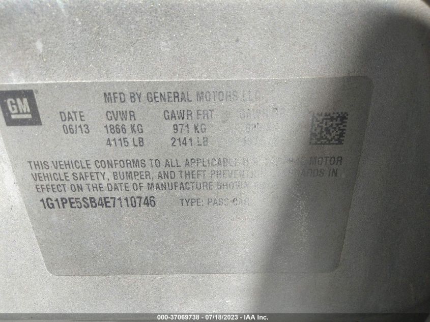 2014 CHEVROLET CRUZE 2LT - 1G1PE5SB4E7110746