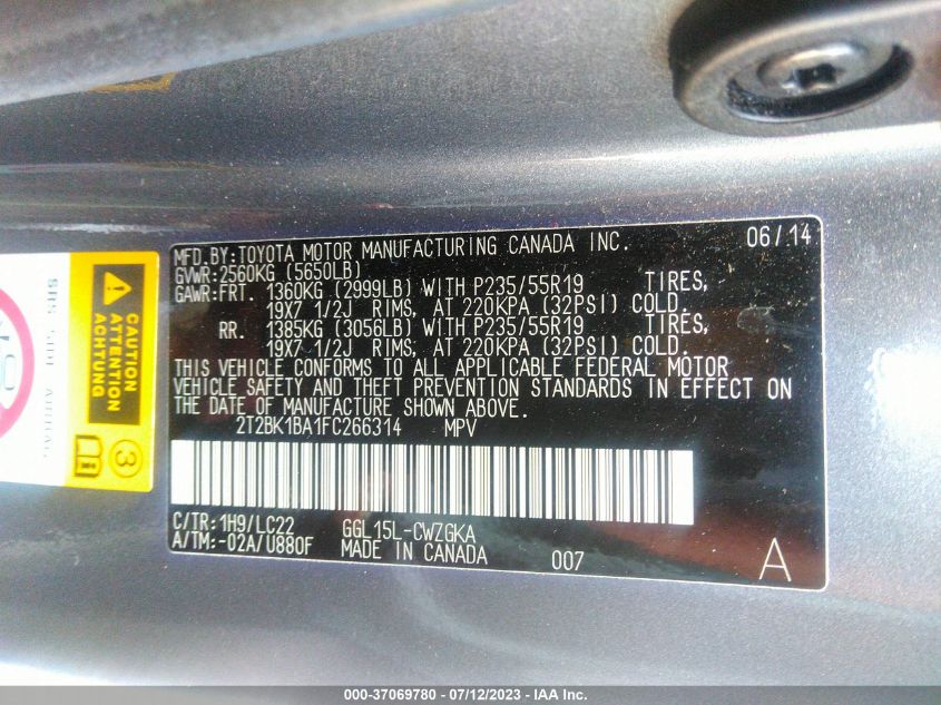 2015 LEXUS RX 350 - 2T2BK1BA1FC266314