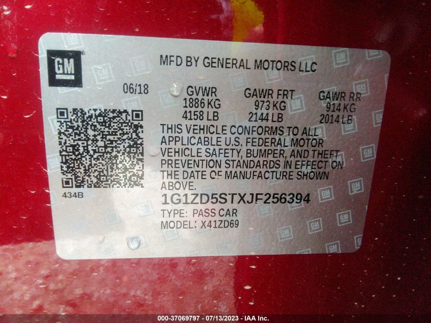 2018 CHEVROLET MALIBU LT - 1G1ZD5STXJF256394