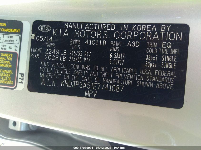 2014 KIA SOUL + - KNDJP3A51E7741087