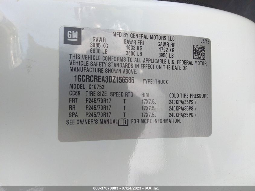 2013 CHEVROLET SILVERADO 1500 LS - 1GCRCREA3DZ156586