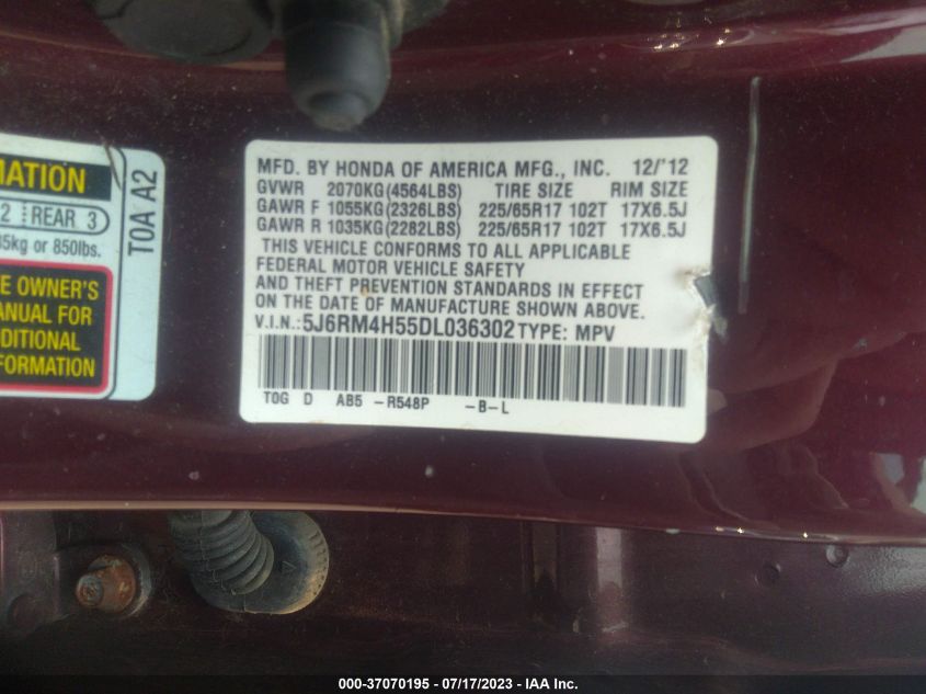 2013 HONDA CR-V EX - 5J6RM4H55DL036302