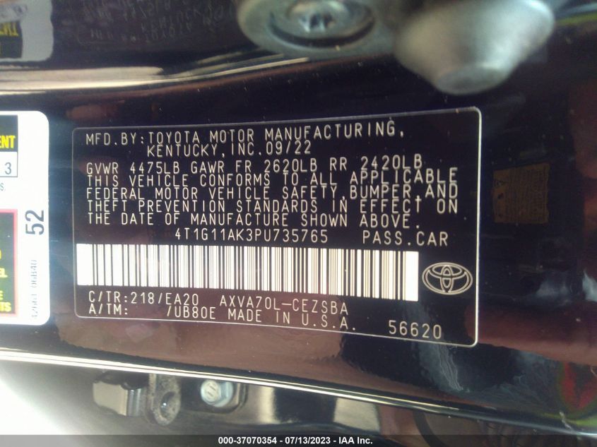 2023 TOYOTA CAMRY SE - 4T1G11AK3PU735765