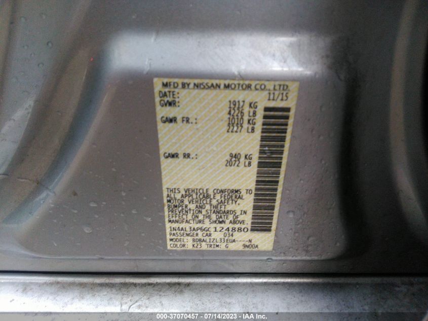 2016 NISSAN ALTIMA 2.5 SV - 1N4AL3AP6GC124880