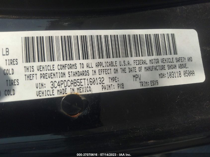 2014 DODGE JOURNEY SE - 3C4PDCAB5ET160132