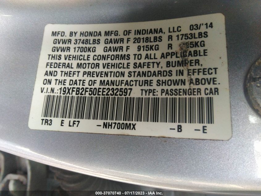 2014 HONDA CIVIC SEDAN LX - 19XFB2F50EE232597