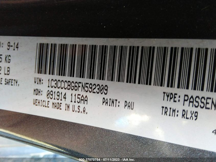 2015 CHRYSLER 200 S - 1C3CCCBG6FN592309