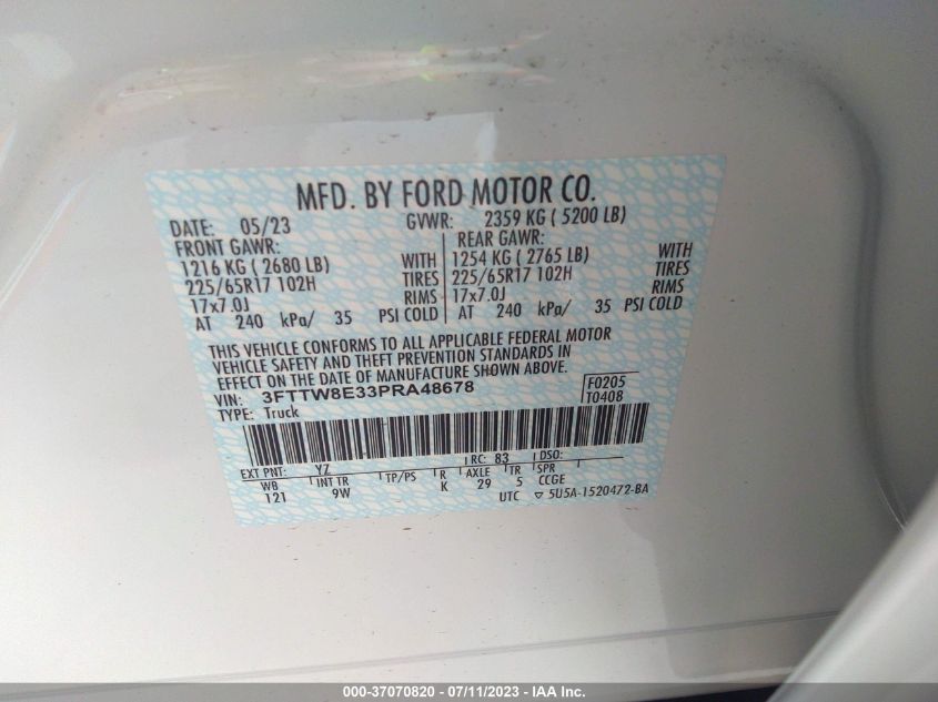 2023 FORD MAVERICK XL/XLT/LARIAT - 3FTTW8E33PRA48678