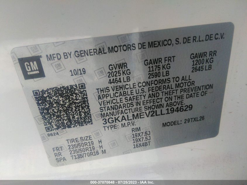 2020 GMC TERRAIN SLE - 3GKALMEV2LL194629