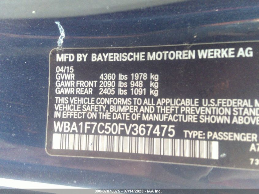 2015 BMW 2 SERIES 228I XDRIVE - WBA1F7C50FV367475