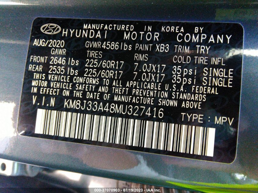 2021 HYUNDAI TUCSON VALUE - KM8J33A48MU327416