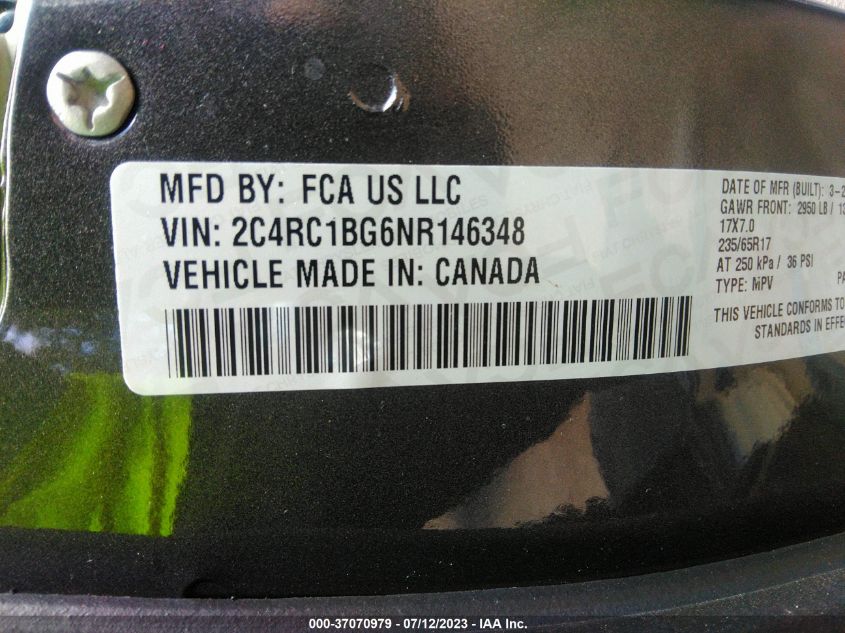 2022 CHRYSLER PACIFICA TOURING L - 2C4RC1BG6NR146348