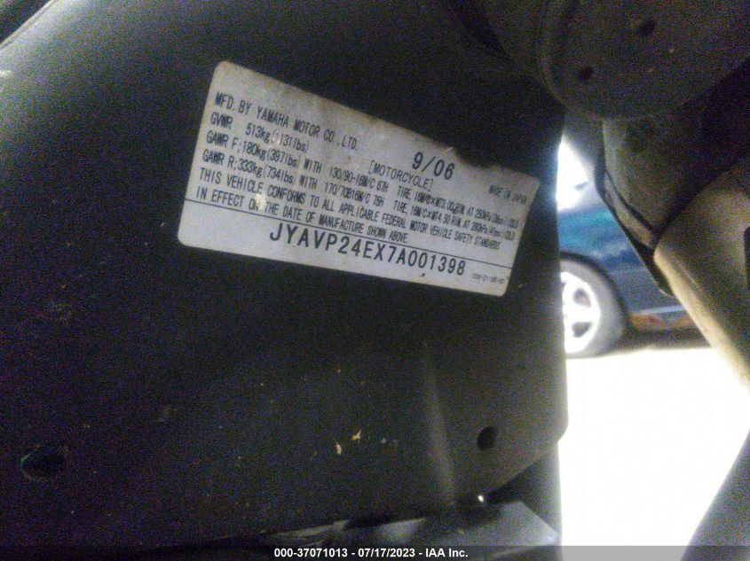 2007 YAMAHA XVS1300 A JYAVP24EX7A001398