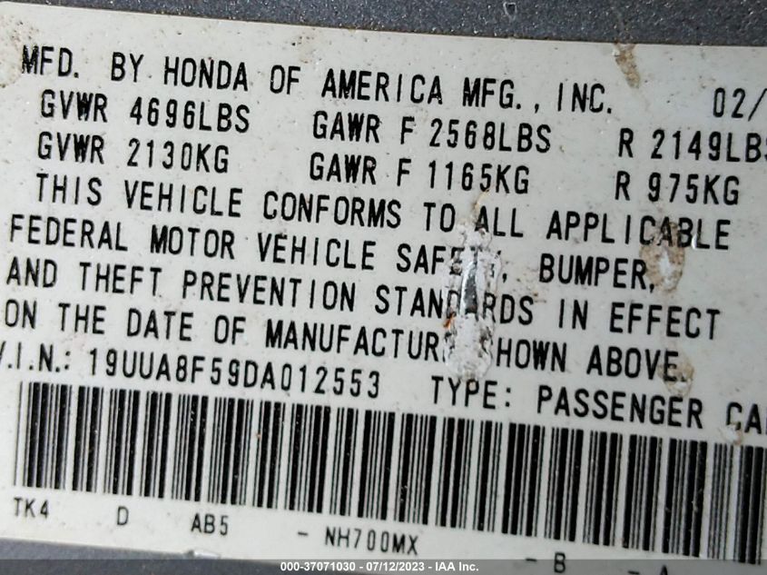2013 ACURA TL TECH - 19UUA8F59DA012553