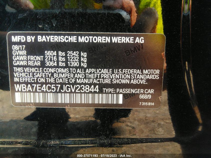 2018 BMW 7 SERIES 740I XDRIVE - WBA7E4C57JGV23844