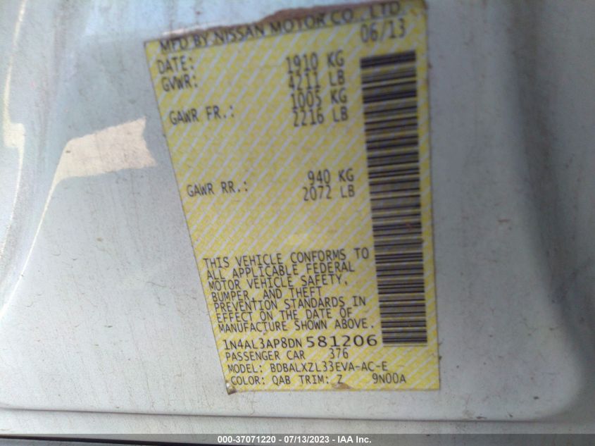 2013 NISSAN ALTIMA 2.5 SL - 1N4AL3AP8DN581206