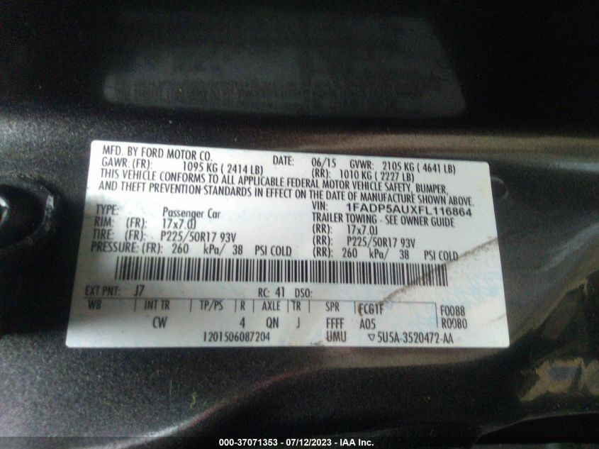 2015 FORD C-MAX HYBRID SE - 1FADP5AUXFL116864