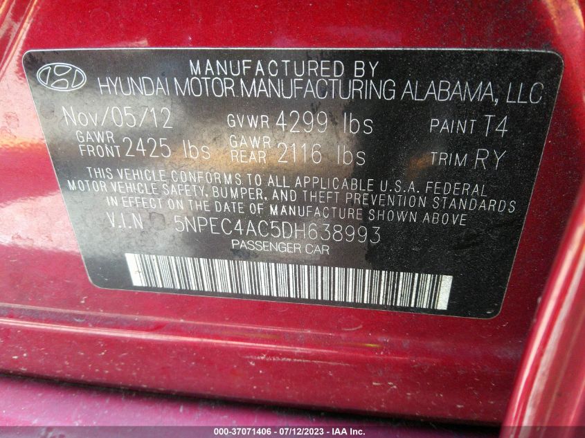 2013 HYUNDAI SONATA SE/LIMITED - 5NPEC4AC5DH638993