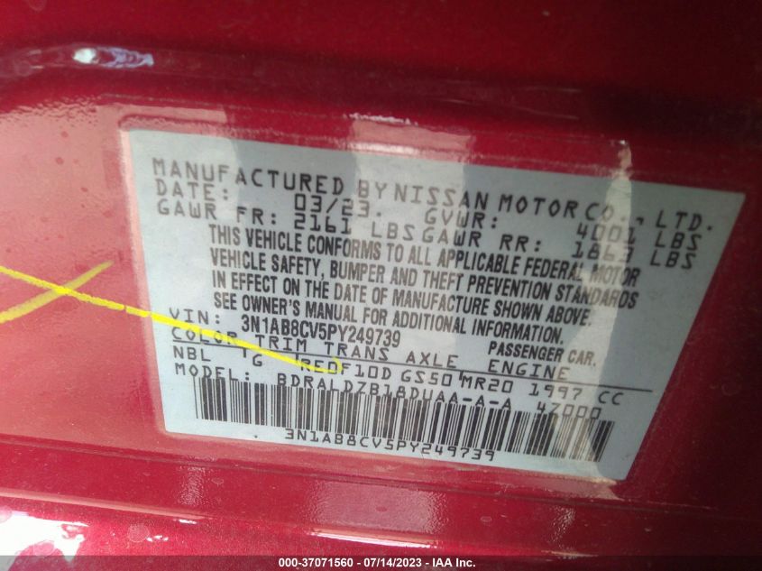 2023 NISSAN SENTRA SV - 3N1AB8CV5PY249739