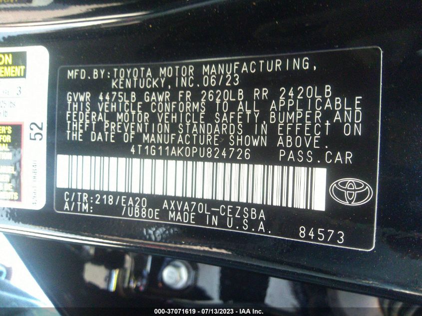 2023 TOYOTA CAMRY SE/SE NIGHTSHADE - 4T1G11AK0PU824726