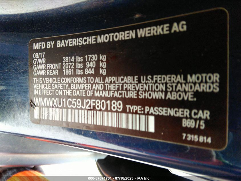 2018 MINI HARDTOP 4 DOOR COOPER - WMWXU1C59J2F80189