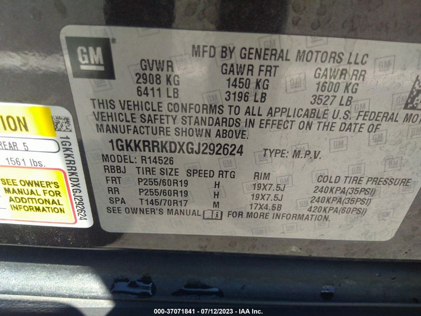 2016 GMC ACADIA SLT - 1GKKRRKDXGJ292624