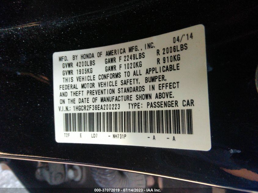 2014 HONDA ACCORD SEDAN LX - 1HGCR2F36EA200223