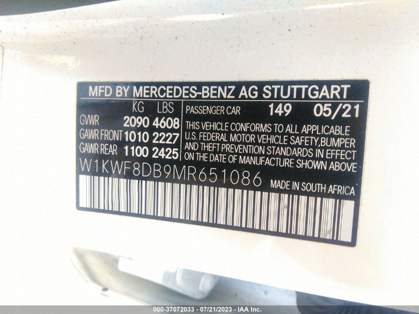 2021 MERCEDES-BENZ C-CLASS C 300 - W1KWF8DB9MR651086