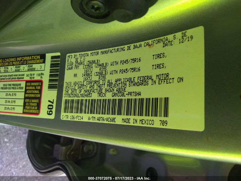 2020 TOYOTA TACOMA 2WD SR5/TRD SPORT - 3TMBZ5DN2LM024853