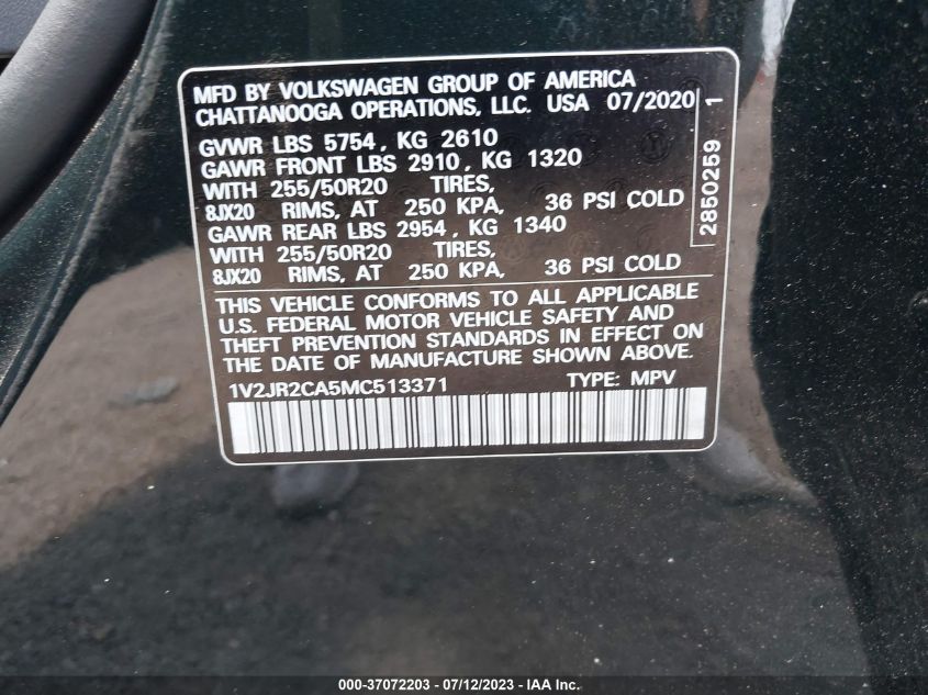 2021 VOLKSWAGEN ATLAS SE - 1V2JR2CA5MC513371