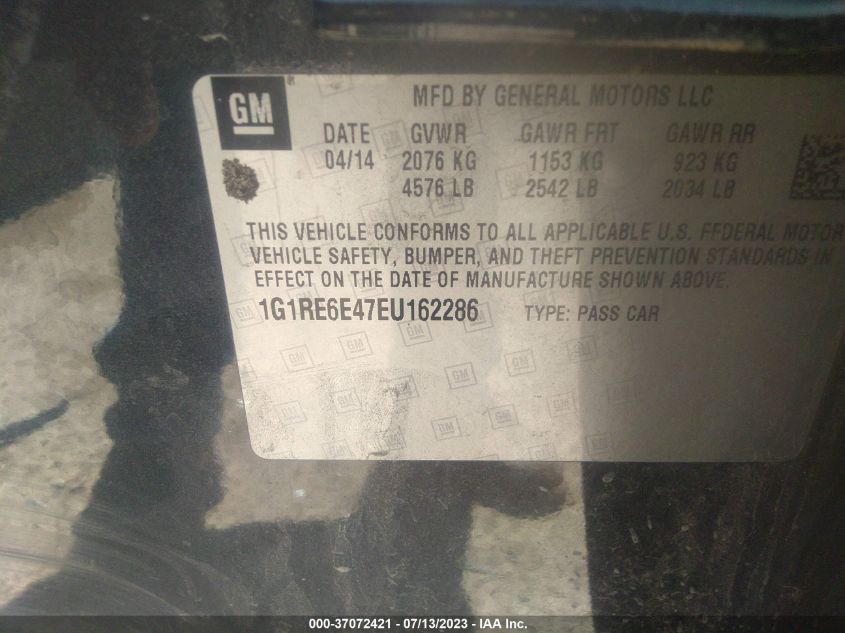2014 CHEVROLET VOLT - 1G1RE6E47EU162286