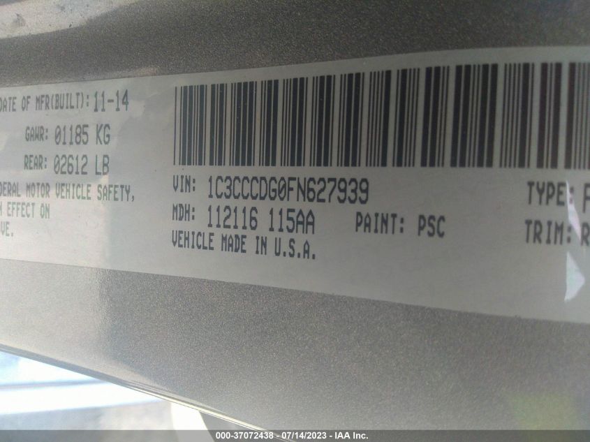2015 CHRYSLER 200 S - 1C3CCCDG0FN627939