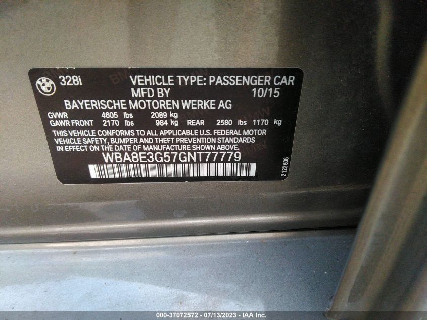 2016 BMW 3 SERIES 328I XDRIVE - WBA8E3G57GNT77779