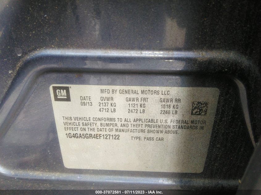 2014 BUICK LACROSSE BASE - 1G4GA5GR4EF127122