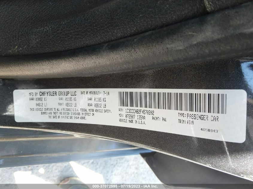 2015 CHRYSLER 200 LIMITED - 1C3CCCAB2FN570202
