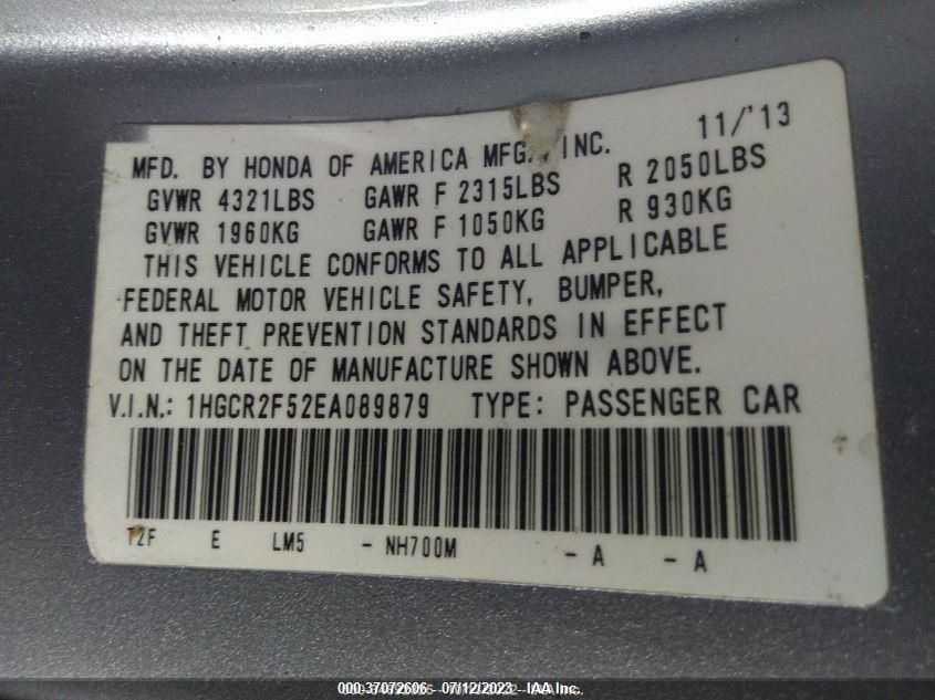 2014 HONDA ACCORD SEDAN SPORT - 1HGCR2F52EA089879