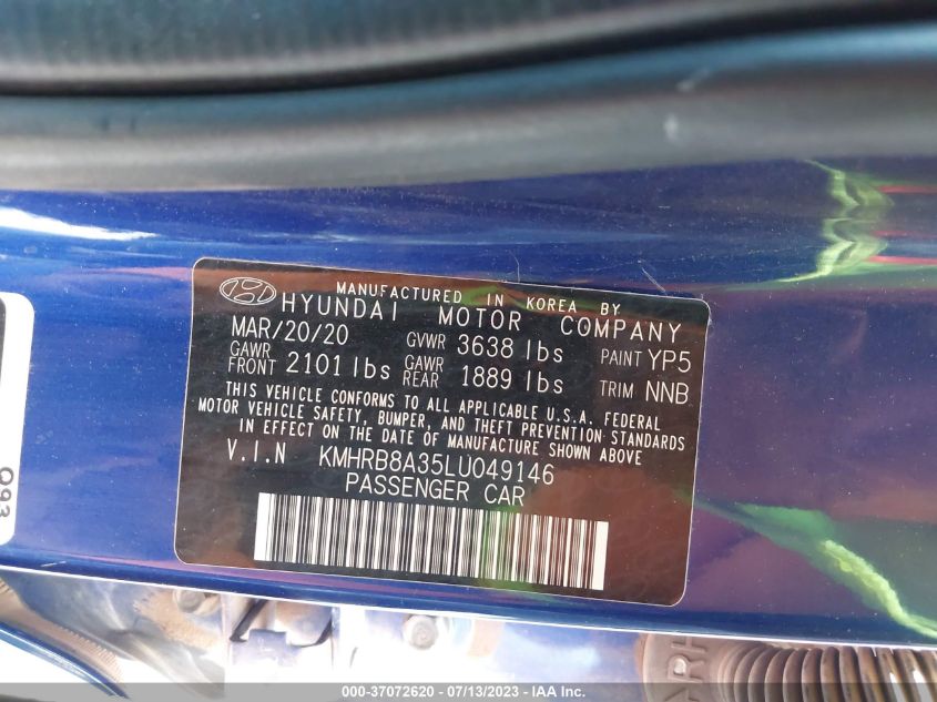 2020 HYUNDAI VENUE SE - KMHRB8A35LU049146