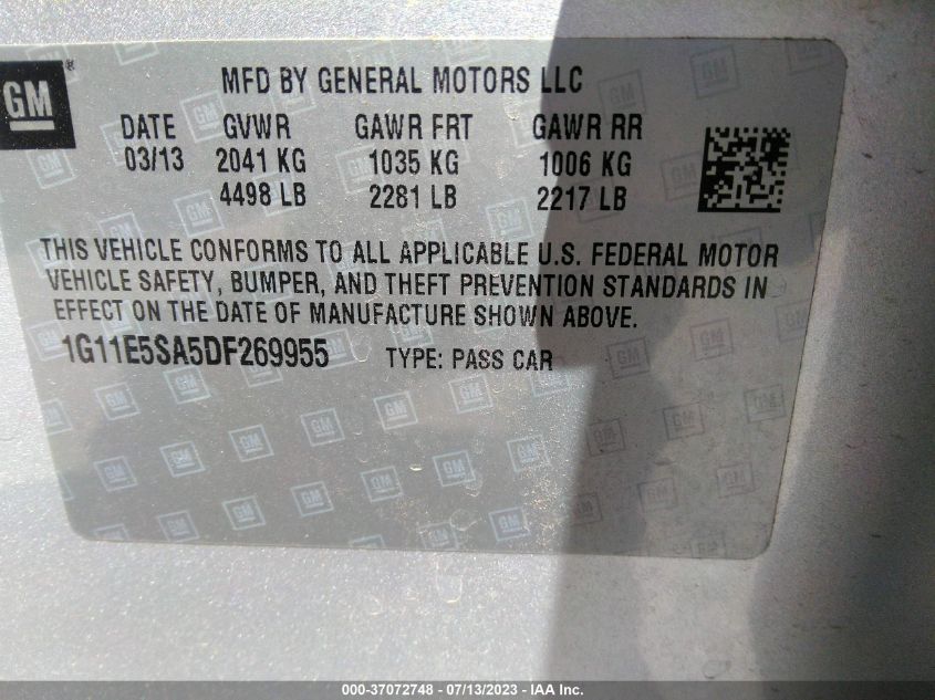 2013 CHEVROLET MALIBU LT - 1G11E5SA5DF269955