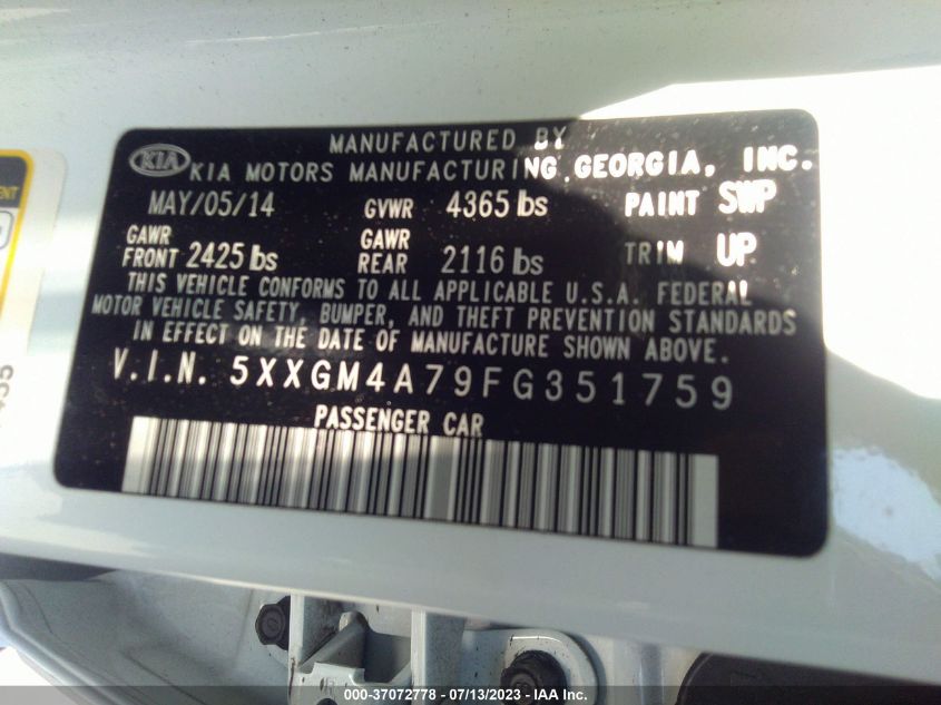 2015 KIA OPTIMA LX - 5XXGM4A79FG351759