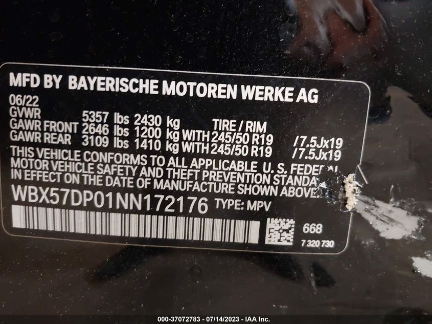 2022 BMW X3 XDRIVE30I - WBX57DP01NN172176