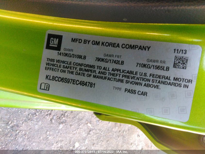 2014 CHEVROLET SPARK LT - KL8CD6S97EC484781