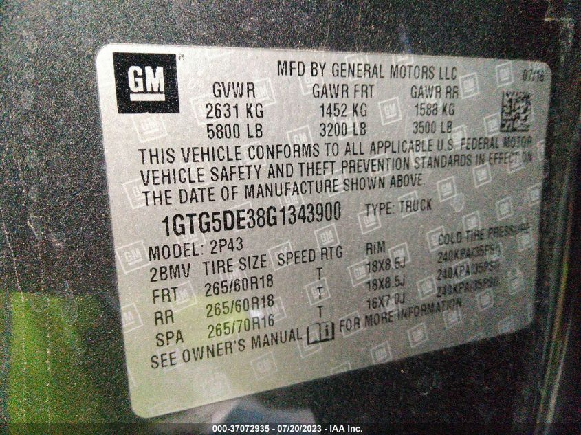 2016 GMC CANYON 2WD SLT - 1GTG5DE38G1343900