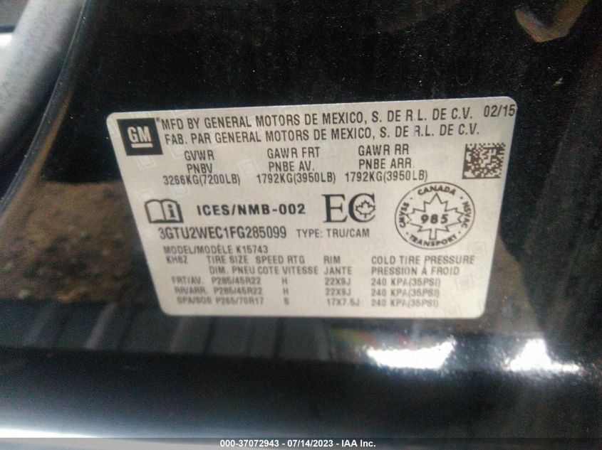 2015 GMC SIERRA 1500 DENALI - 3GTU2WEC1FG285099