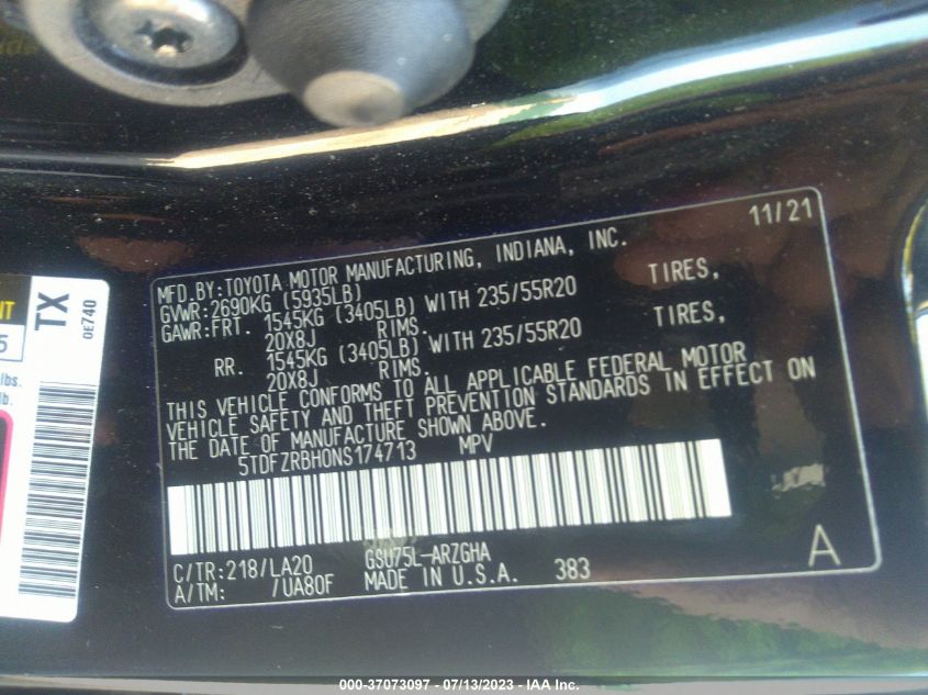 2022 TOYOTA HIGHLANDER PLATINUM - 5TDFZRBH0NS174713